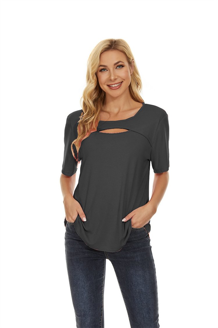 Women's Round Neck Casual Home Short Sleeve T-shirt