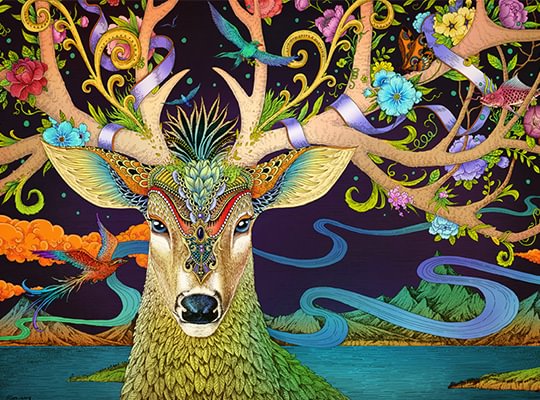 （NEW）Sacred Deer With Five Colors WOODEN PUZZLE(CHRISTMAS SALE)-Ainnpuzzle