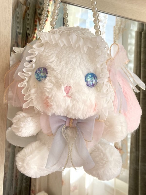 Y2K Lolita Style Cute Bunny Fluffy Cross Body Bag