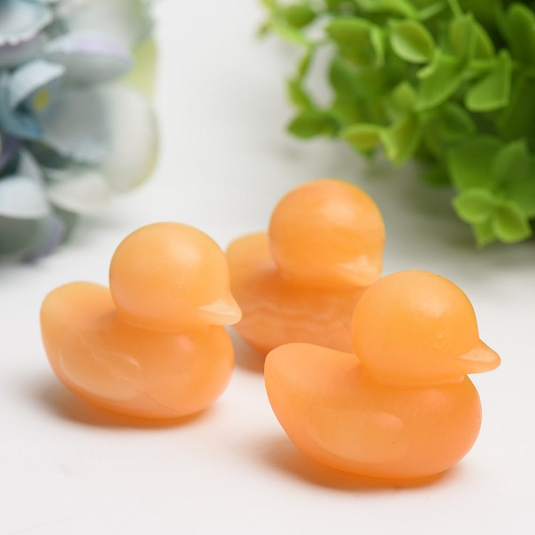 1.8" Orange Calcite Duck Crystal Carving Bulk Wholesale