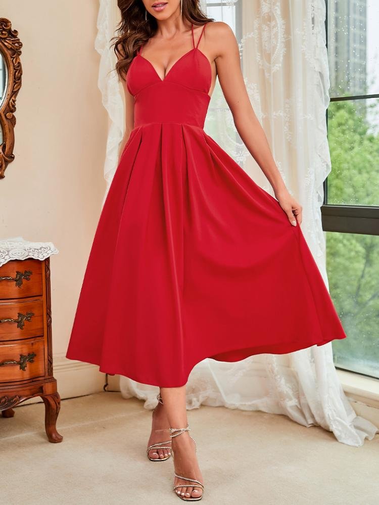 Corset top high waist elegant midi sling dress