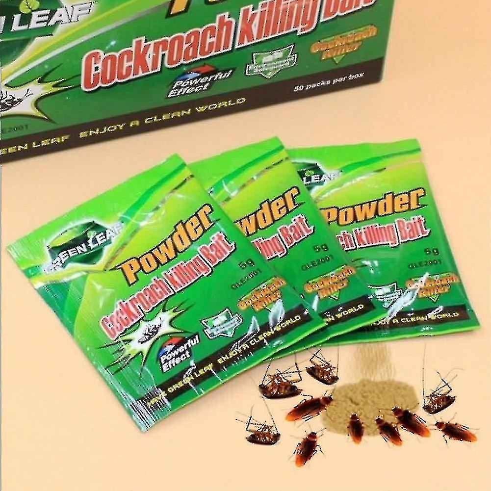 20-50 Packs Green Leaf Powder Cockroach Killer Bait Repeller Killing Trap Pest Control - vzzhome