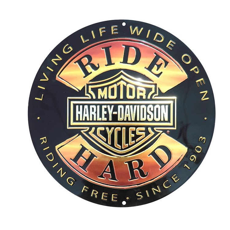 Harley-Davidson Ride Hard - Round Vintage Tin Signs/Wooden Signs - 30x30cm