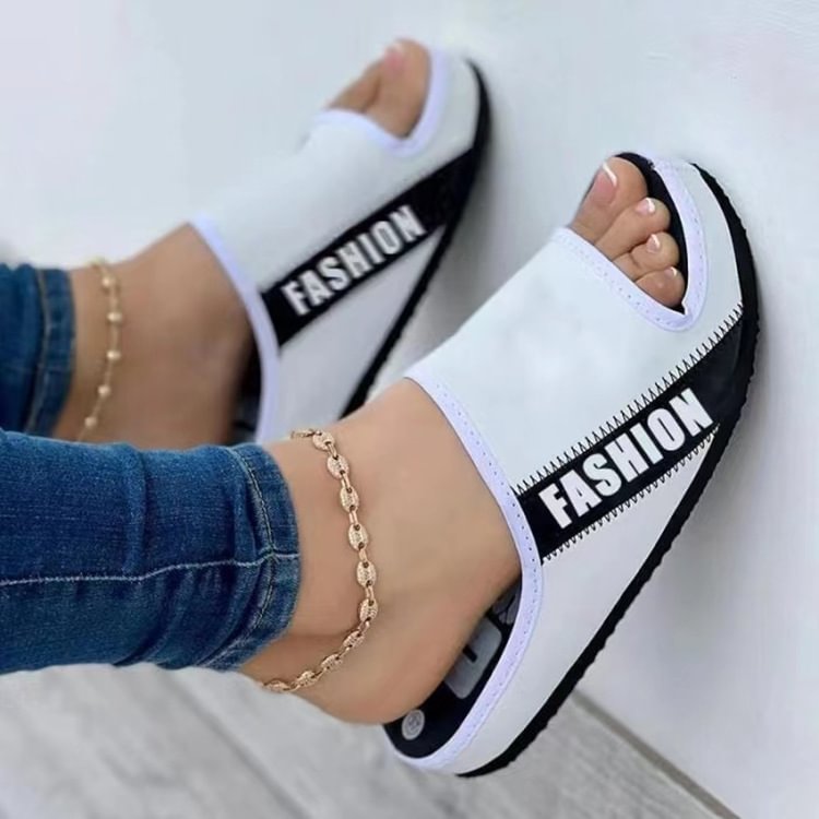 Fashion Summer New Open-toed Cloth Flat Slippers Women's European and American Plus Size Beach Sandals