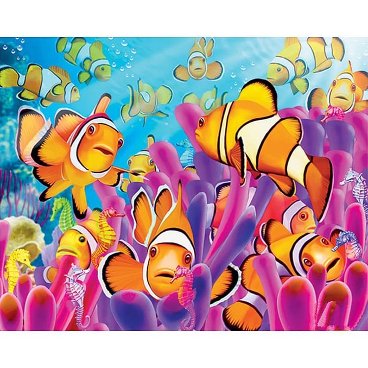 Cartoon Fish - Full Round Drill Diamond Painting - 40x30cm(Canvas)