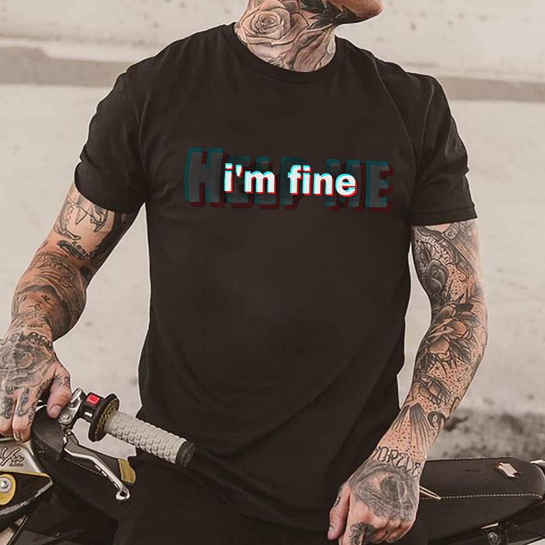 I'm Fine Men's Fun Monogram T-shirt - Krazyskull