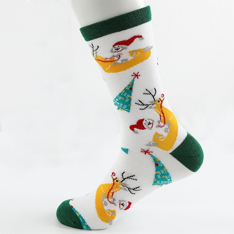   Christmas Style Print Jacquard Weave Soft Cotton Women’s Socks - Neojana