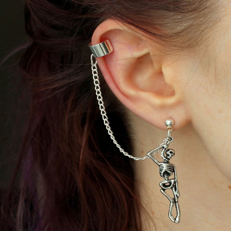 Minnieskull Punk skeleton tassel earrings - Minnieskull