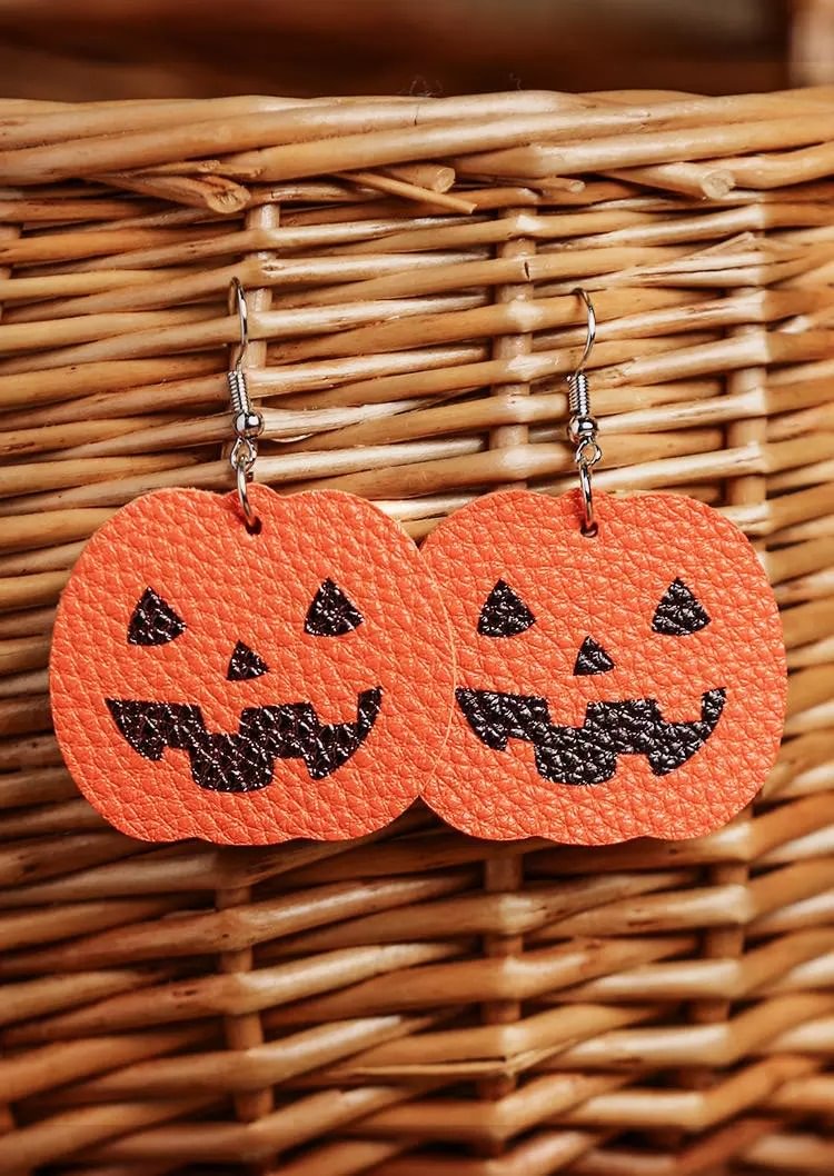 Halloween Pumpkin Witch Hat PU Leather Earrings - CODLINS - codlins.com