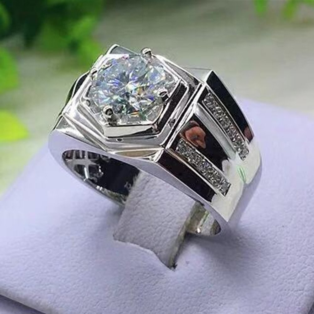 Shiny Luxury Silver 2.5CT Rhinestone Ring Jewelry-VESSFUL