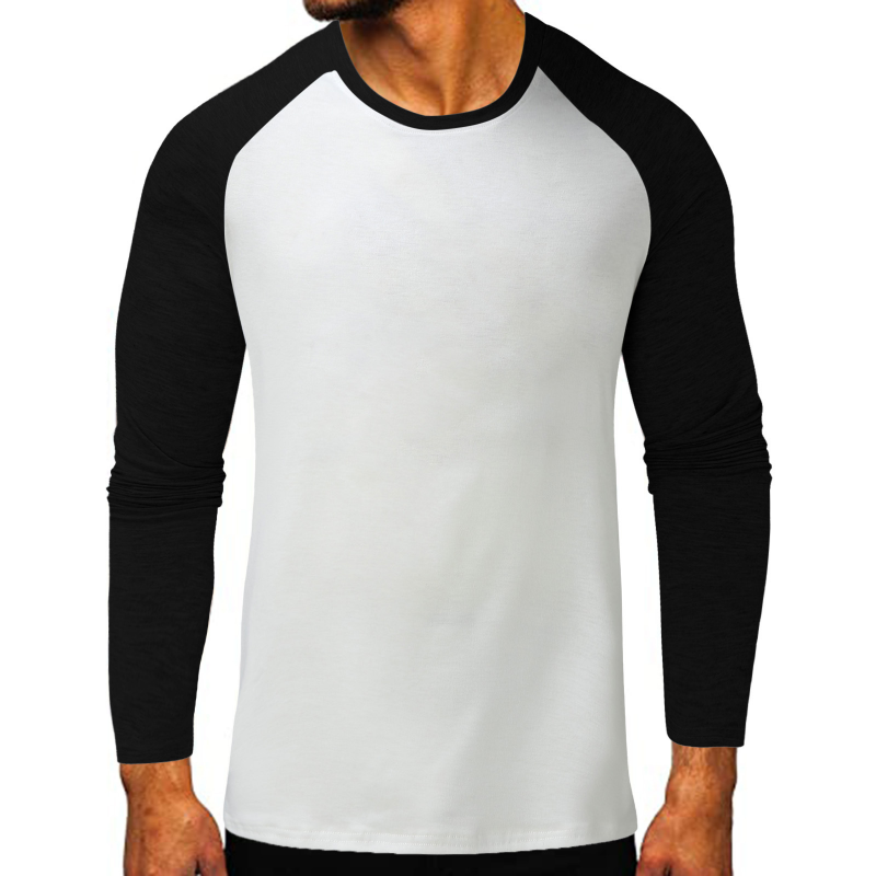 Contrast Cotton Long Sleeve O-Neck Men's T-Shirts-VESSFUL