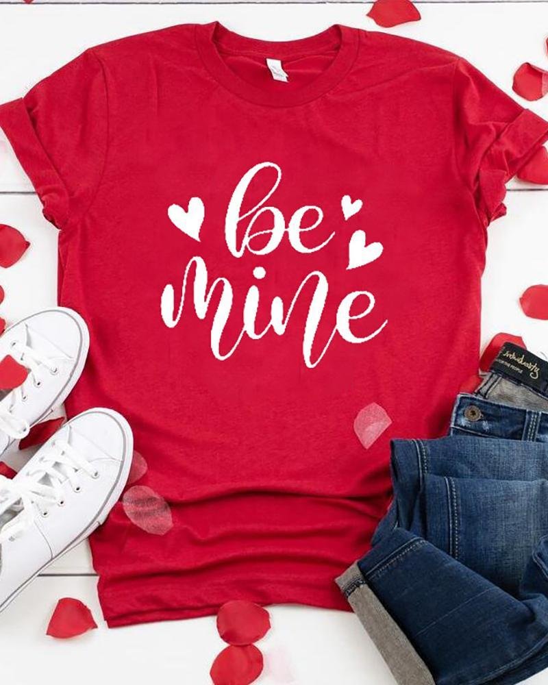 Valentines Day Letter Heart Print T-shirt P16159