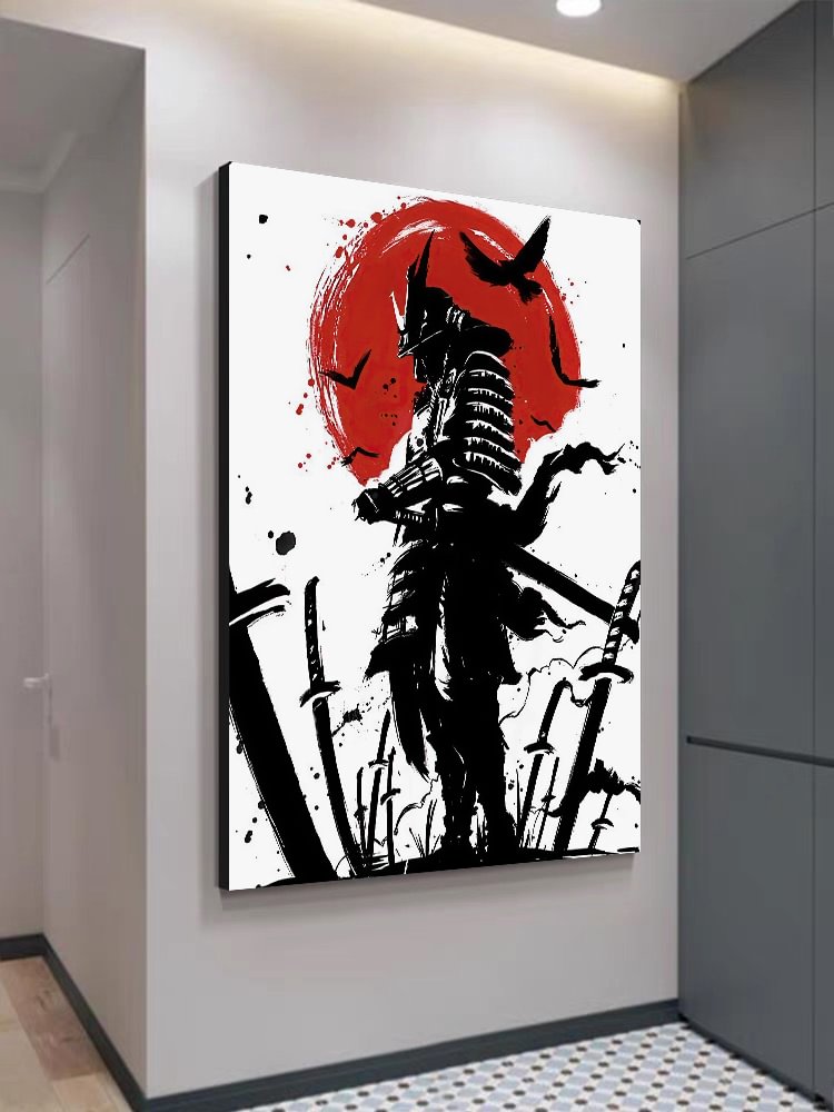 Samurai with Katana Sword Canvas Wall Art