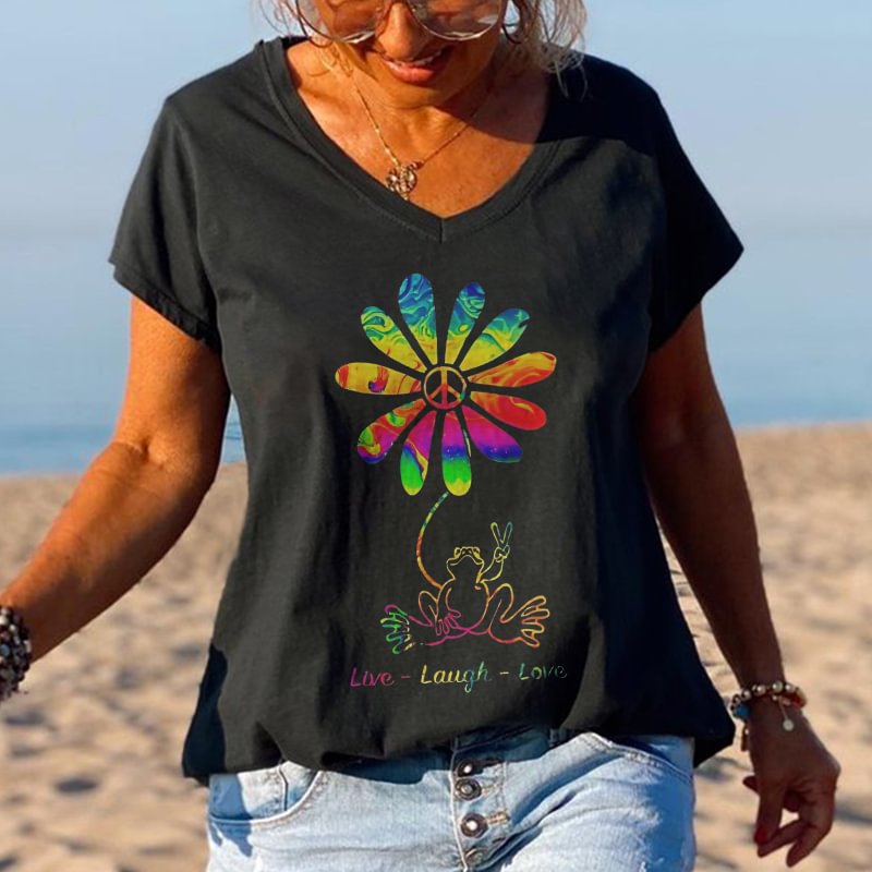 Live Laugh Love Peace Flag Graphic Tees