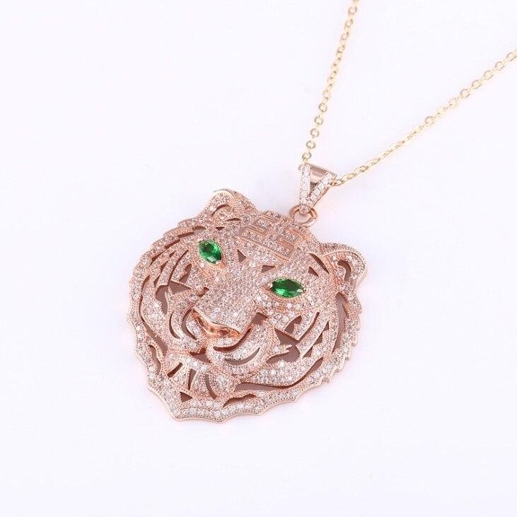Exquisite Shiny Zircon Inlaid Tiger Pendant Necklaces-VESSFUL