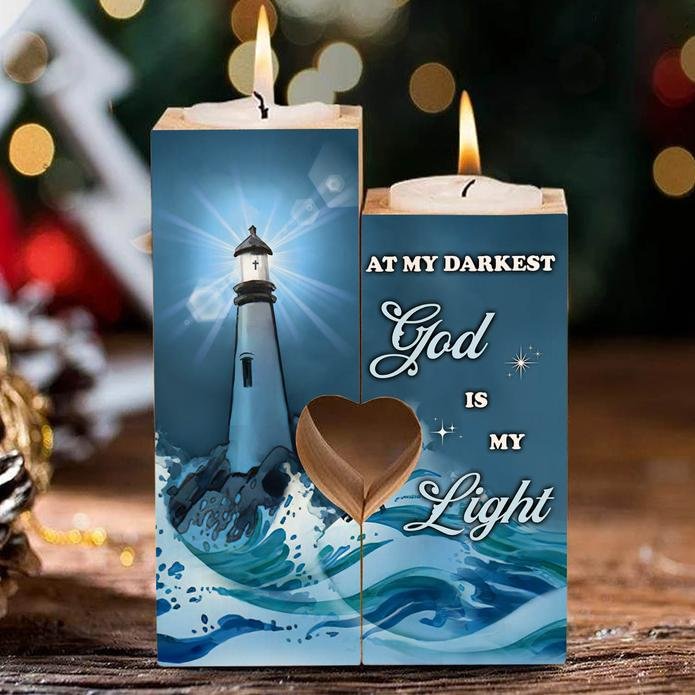 At My Darkest, God is My Light - Heart Candle Holder