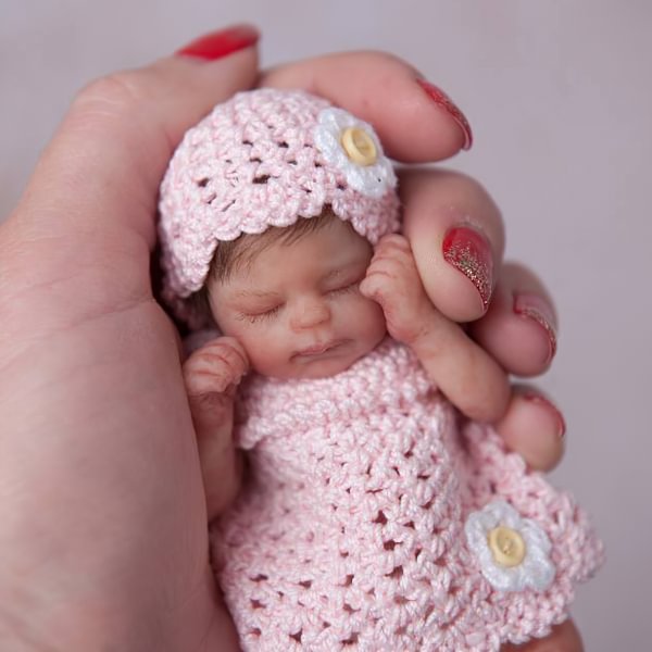 Miniature Doll Sleeping Reborn Baby Doll, 5 inch Realistic Newborn Baby Doll Named Ariella
