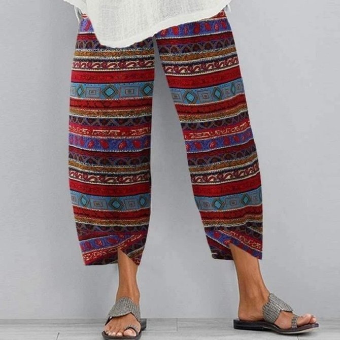 Women's Red Tribal Vintage Pants