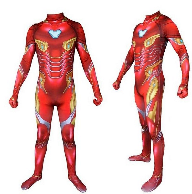 Mayoulove Iron Man Cosplay Costume Kids Adults Bodysuit Halloween Fancy Jumpsuits-Mayoulove