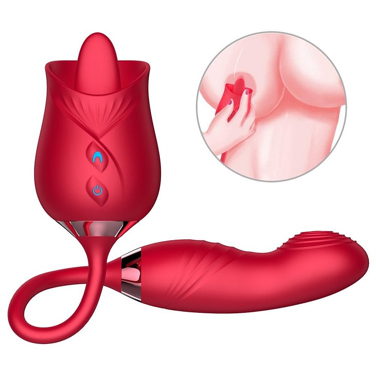 Rose Toy Vibrator With Clitoral Licking Vibrator, G Spot Dildo Clitoris Stimulator