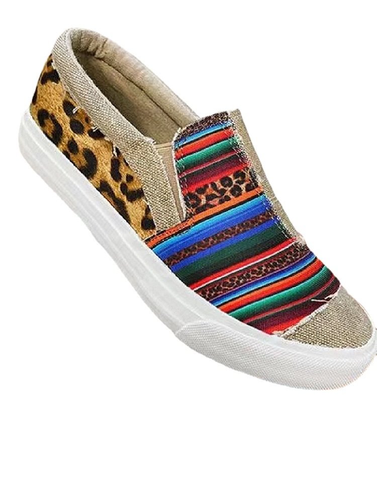 Color Matching Low-cut Casual Shoes Women's Rainbow Canvas Shoes