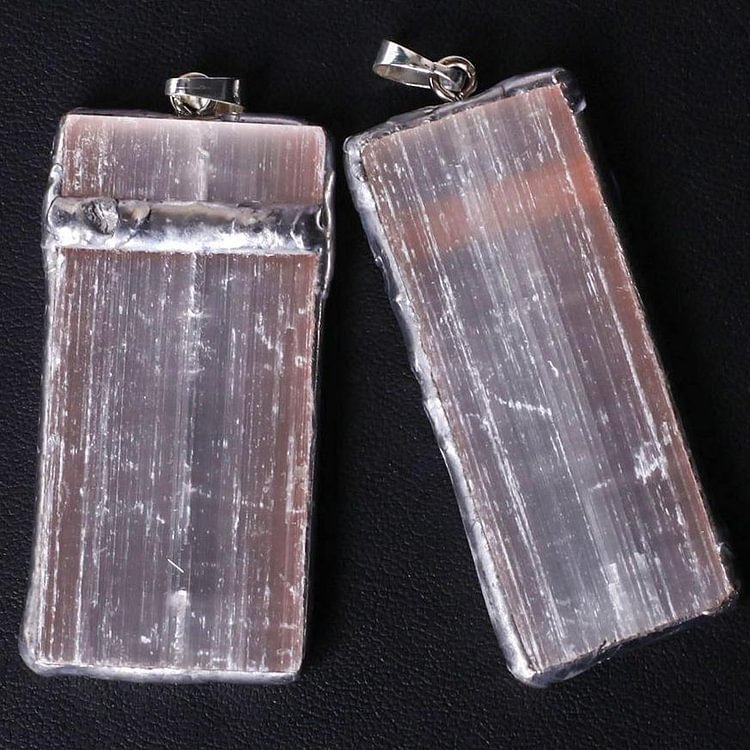 Wire Wrapped Pink Selenite Square Slice Crystal Pendant Crystal wholesale suppliers