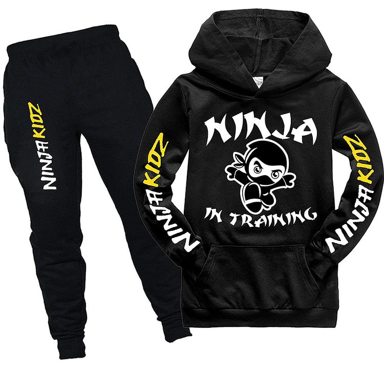 Mayoulove Kids Ninja In Training Hooded Shirt and Pants-Mayoulove