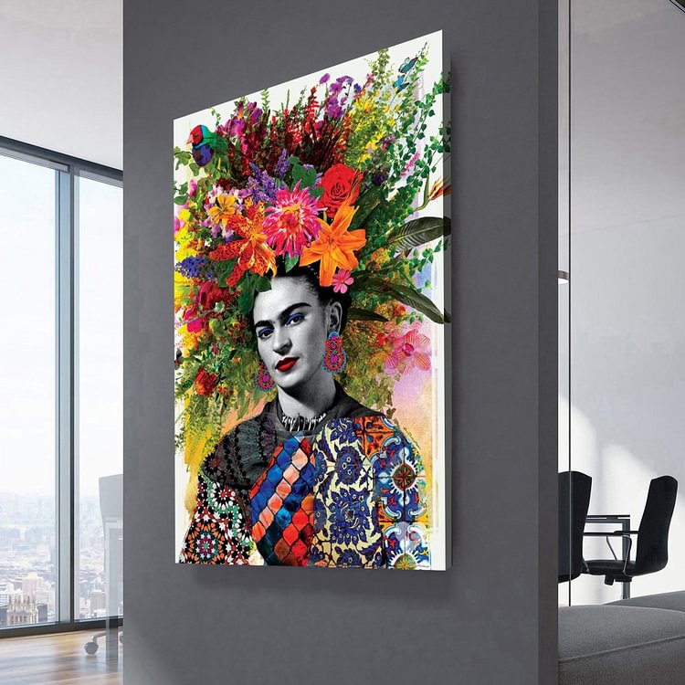 Frida Kahlo Bunch of Head Flowers Canvas Painting Art