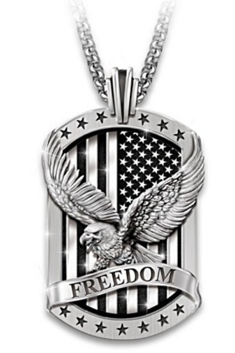BrosWear American Eagle Flag Pendant Necklace