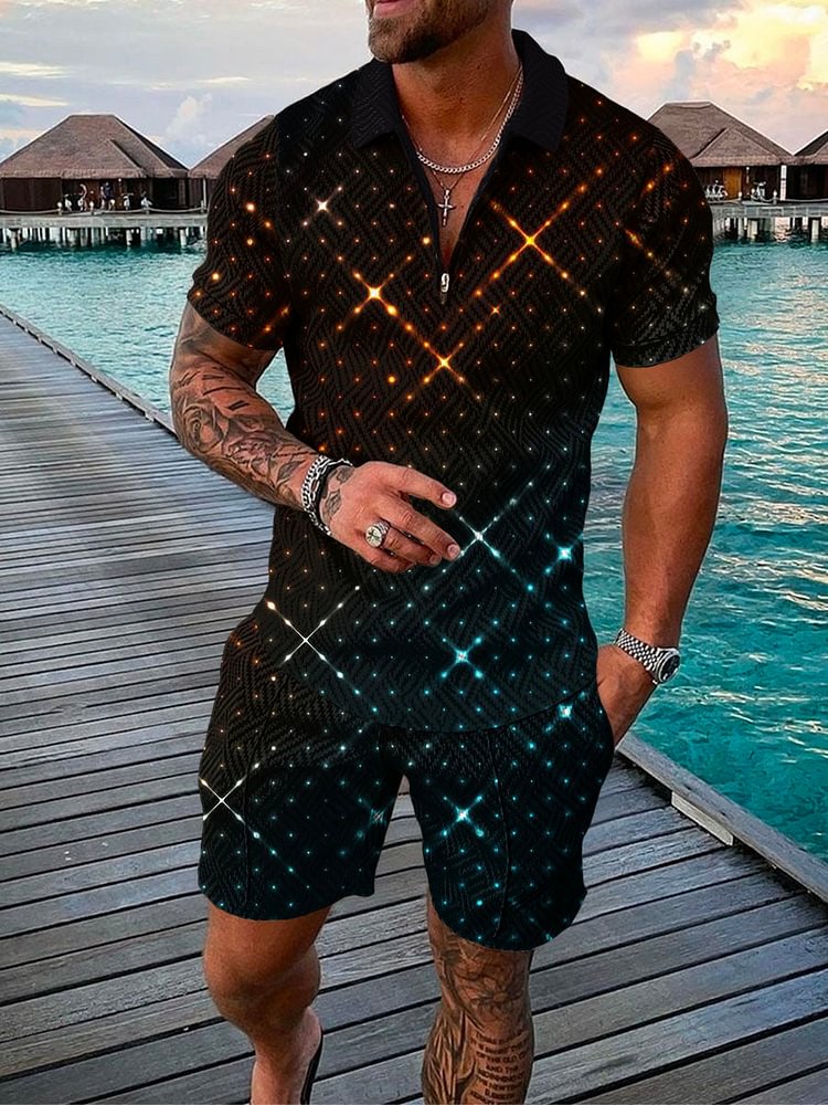 Men's Holiday Color Light Printing Polo Quality Suit