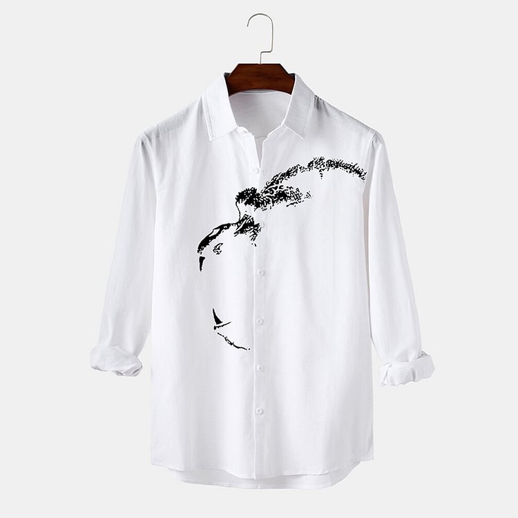 BrosWear Middle Orangutan Print Long Sleeve Shirt