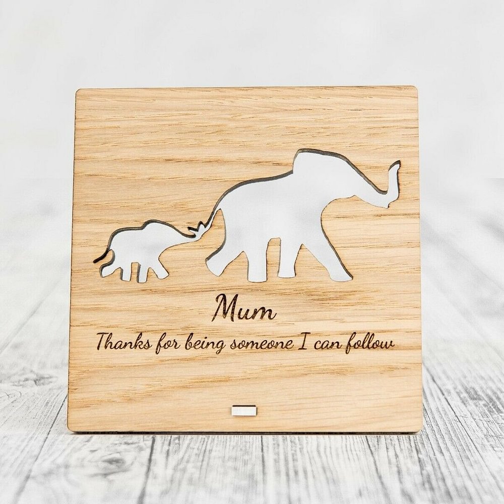 Elephant Mother and Child Wooden Plaque — Mothers Day Sign for Mum