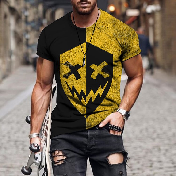 BrosWear Yellow And Black Color Matching T-Shirt