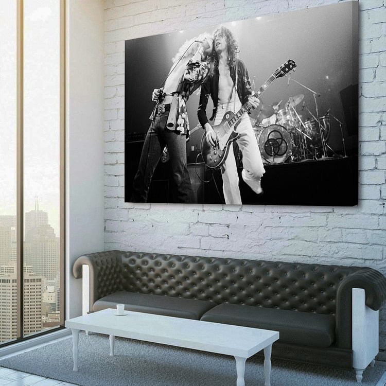 Led Zeppelin Robert Plant and Jimmy Page on Stage Canvas Wall Art
