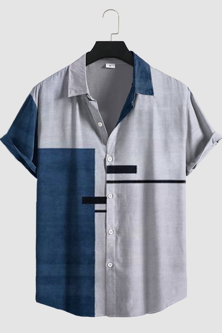 Tiboyz Blue Grey Contrast Short Sleeve Shirt