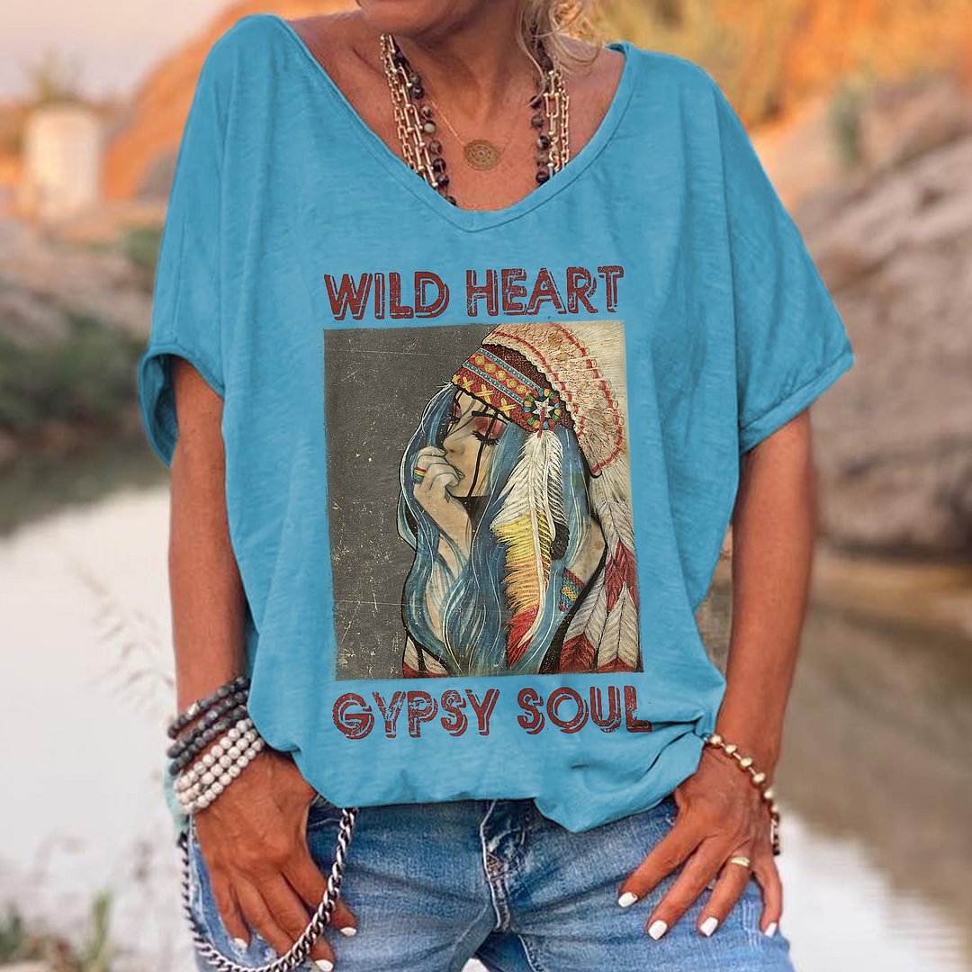 Wild Heart Gypsy Soul Printed Hippie T-shirt