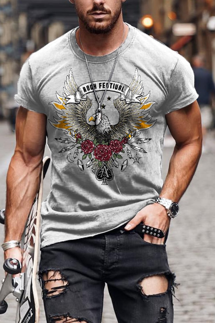 Tiboyz Trendy Casual Eagle Ace of Spades Cozy T-Shirt