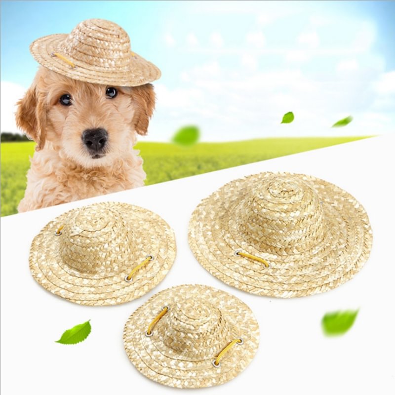 Straw Hat For Dogs | Dog Sun Hat | Cat Sun Hat | Outdoor Dog Accessories - vzzhome