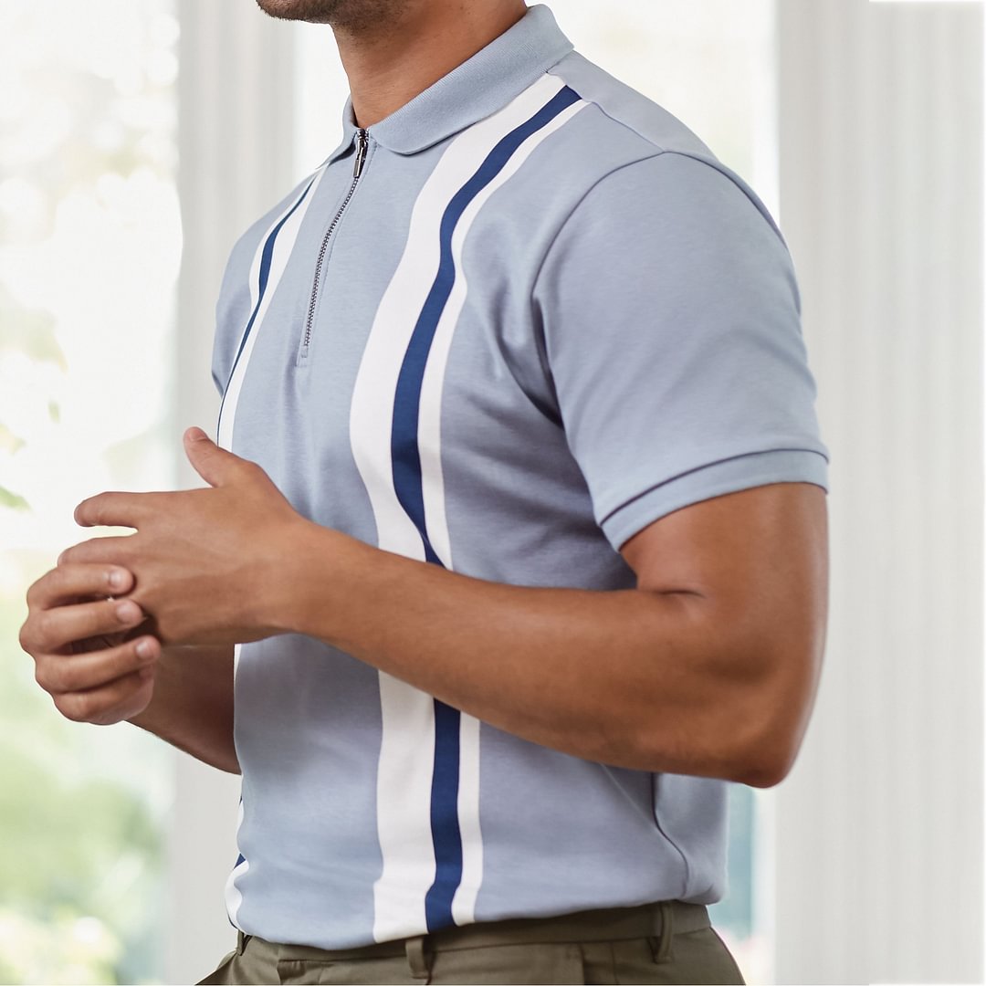 Contrast stripes polo shirt / [viawink] /