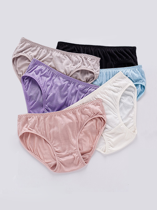 High-Cut Silk Panties Breathable Seamless Collection 6-Pack