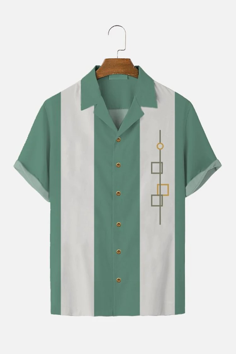 Tiboyz Wide Stripe Geometric Short Sleeve Shirt