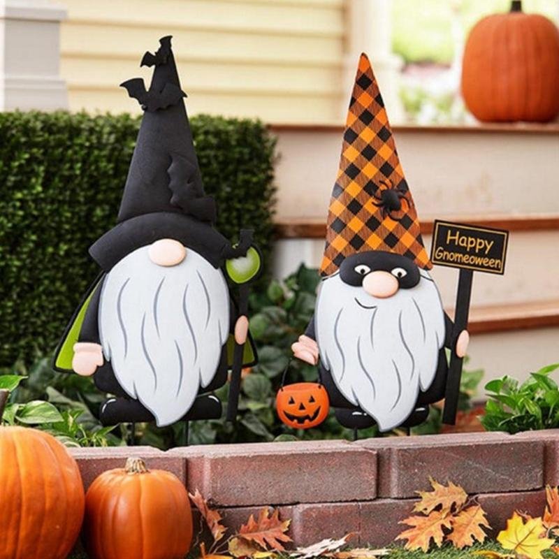 Halloween Gnome Signs Stake Metal Plug Stake For Outdoor Yard Sign Stakes、shopify、sdecorshop