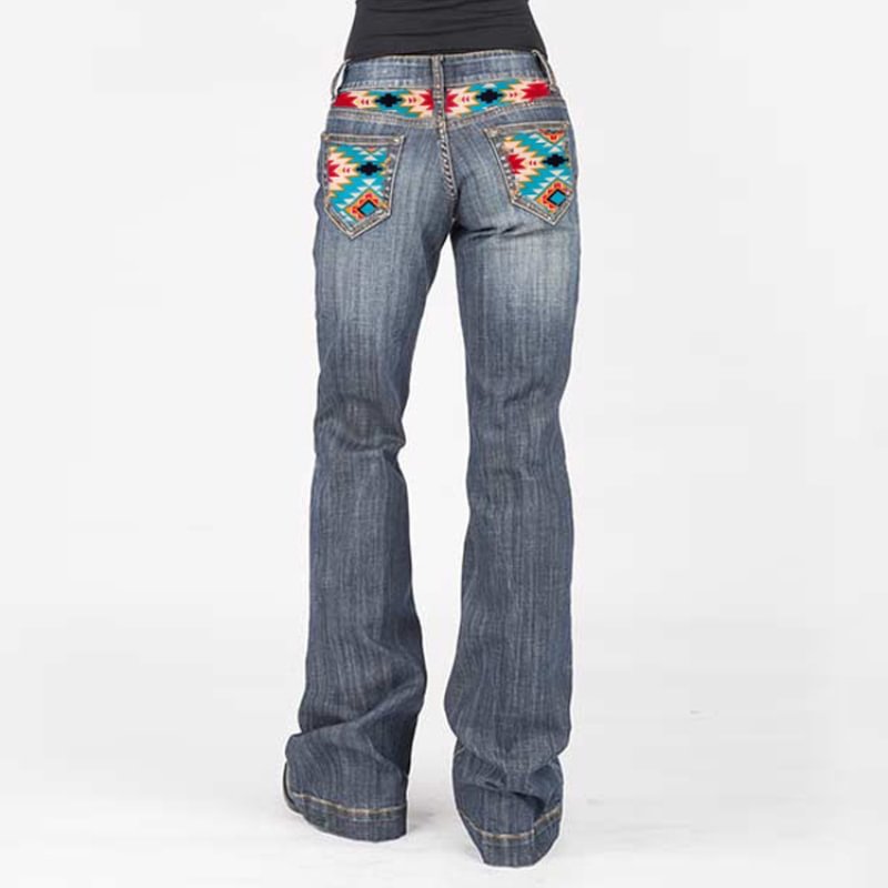 Geometric Pattern All-match Fashion Jeans