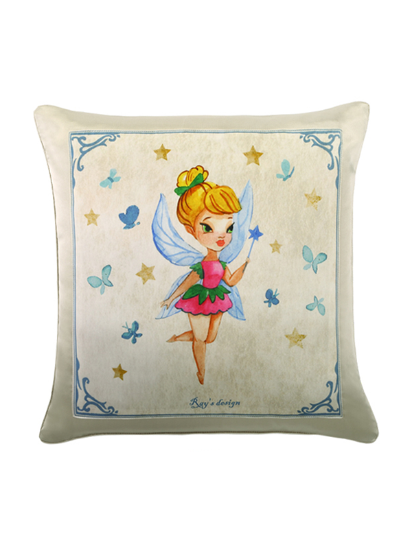 Fairy Maiden Printed Decorative Cushion Silk Pillowcase
