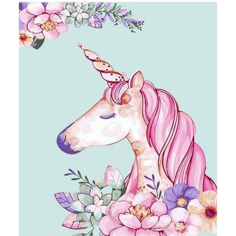 Unicorn Oil Painting Out By Number On Canvas With Frame Pictures For Drawing Paint Kits For Adults Coloring By Number Decoration、bestdiys、sdecorshop