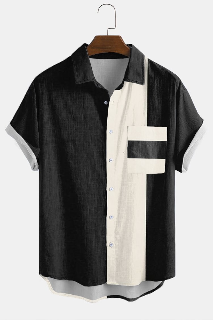 Tiboyz Black And White Contrast Short Sleeve Shirt