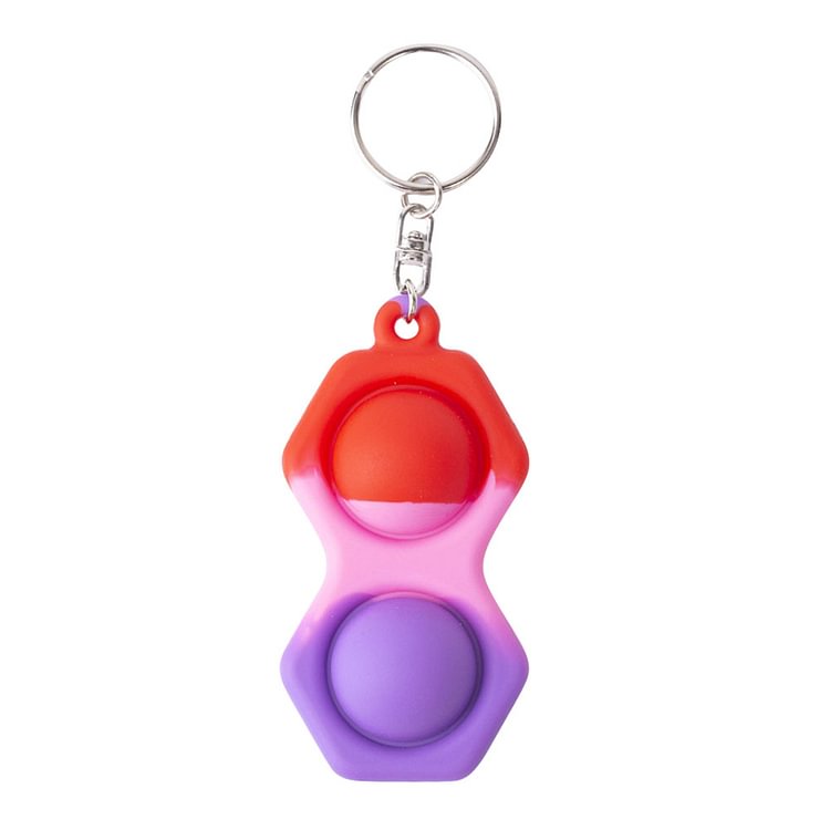 Push Bubble Toy Stress Relief Pendant Silicone Sensory Squeeze Keychain (D)