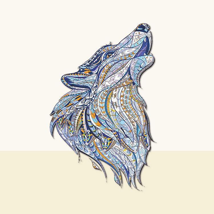 Blue Wolf Wooden Jigsaw Puzzle