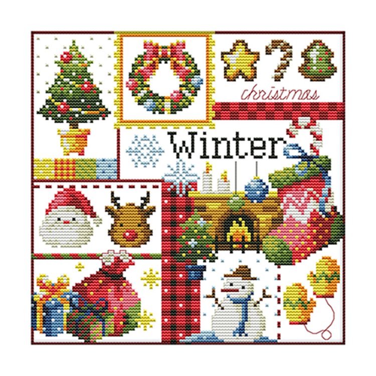 Four Seasons Of Winter - 14CT 2 Strands Threads Counted Cross Stitch Kit - 27x27cm(Canvas)