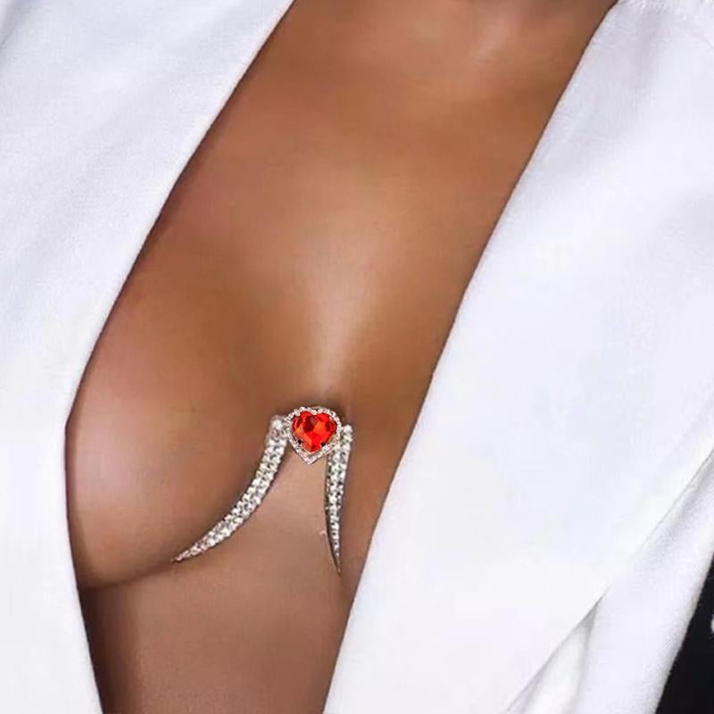 Red Heart Bra Chain Body Jewelry-VESSFUL